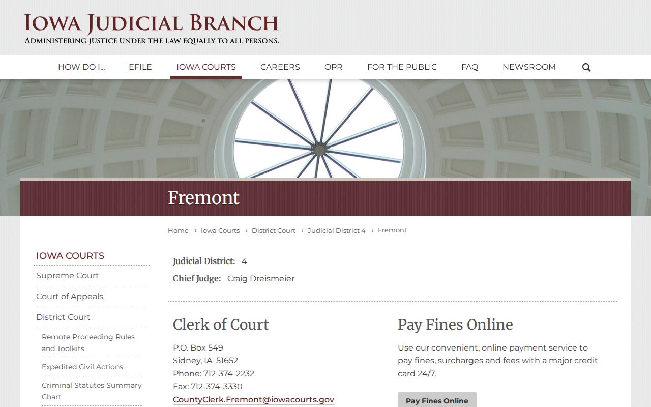Fremont County warrant records court and clerk access page